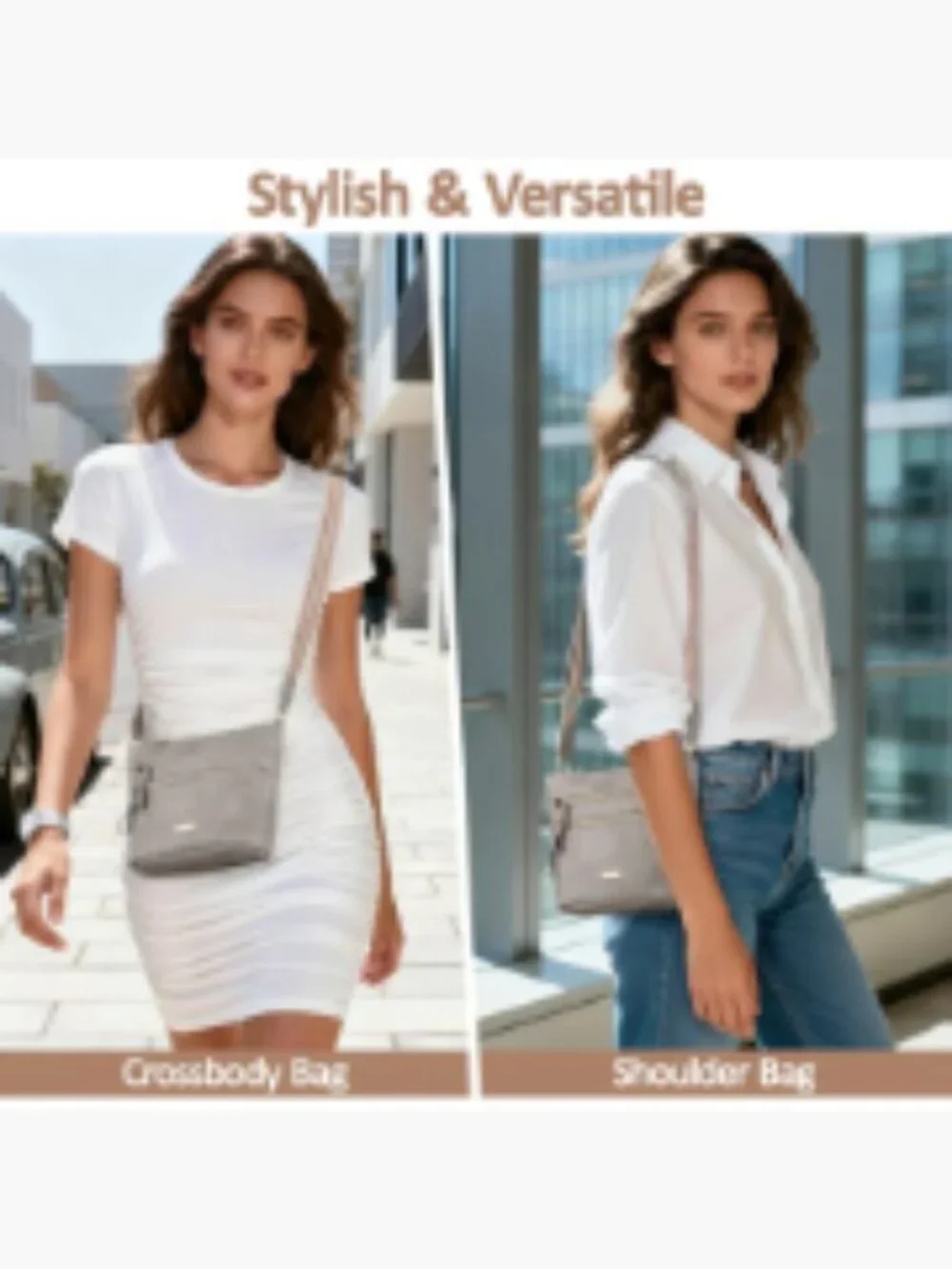 Trendy Crossbody Bag for Women PU Leather Adjustable Strap Zip Closure